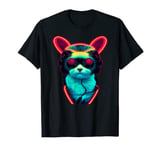 Japanese Retro Vaporwave Cyberpunk Cat in Headphones T-Shirt