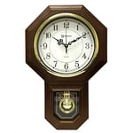 Timekeeper 43,2 cm Essex Westminster Imitation Bois Horloge Murale à Pendule en Verre avec Visage, Noyer, Noix, 17.5" x 11.25"
