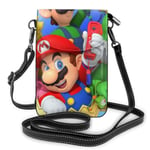 Mario Brothers Game Lightweight Small Crossbody Bags Leather Cell Phone Purses Travel Pouch Shoulder Bag Wallet with Credit Card Slots for Women