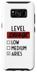 Galaxy S8 Funny Saying Level Of Savage Aries Zodiac Men Women Sarcasm Case