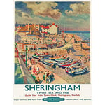 Wee Blue Coo Travel Sheringham British Railways Seaside Boats Tourist Village Sand Sun Art Print Poster Wall Decor 12X16 Inch