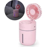 GRTVF Mini Ventilateur humidificateur - Ventilateur de Bureau USB Portable 2 en 1 avec humidificateur d'air Cool Mist, Ventilateur de Refroidissement Rechargeable (Color : Rose)