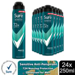 Sure Men Antiperspirant Deodorant Sensitive 72H Nonstop Protection 250ml, 24Pack