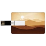 64G USB Flash Drives Credit Card Shape Tan Memory Stick Bank Card Style Sunrise over the Mountains Conceptual Landscape Hills Rays Scenery,Brown Light Brown Sand Brown Waterproof Pen Thumb Lovely Jump