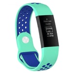 Fitbit Charge 3 breathable bi-color silicone watch band - Cyan / Blue