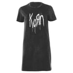 Korn Splatter Women's T-Shirt Dress - Black Acid Wash - XL