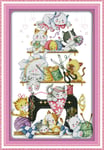Joy Sunday Cross Stitch Kits 11CT Stamped Easy Patterns Embroidery The Kitten Beside The Sewing Machine