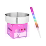Royal Catering Sockervaddsmaskin - Set inkl.50 LED-sockervaddspinnar 52 cm 1.200 W pink