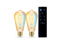 WiZ - Lyspærer Smart TW Amb. 8W 806lm 2200-6500K 2pcs. Edison Gold E27 &amp; Remote WiZ