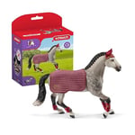 Schleich Horse Club 42456 Trakehner Mare Riding Tournament Horse Figurine - Authentic Mare Horse Toy with Removable Blanket for Boys and Girls Imagination and Play - Toy Horse Gift for Kids Ages 5+