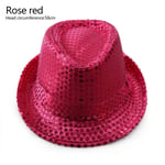 Sequins Cap Party Jazz Hat Dance Show Rose Red