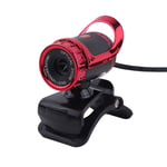 ASHATA Webcam with Microphone for PC, Clip-on HD Web Camera, 360° Rotating for YouTube Video Broadcasting, Compatible with Windows 7/8 / XP(Red