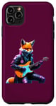 Coque pour iPhone 11 Pro Max Renard jouant de la guitare Rock Musicien Band Guitariste Amoureux de musique