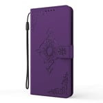 Leather Case for Sony Xperia L1 Phone, Sony Experia L1 Skin-Feel Case, Relief Flower Design Purple