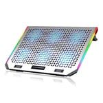 RGB Alloy Laptop Cooling Pad Stand Base 6 Fans Adjustable Speed - up to 15" 