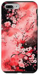 Coque pour iPhone 7 Plus/8 Plus Art Japonais Rose Magenta Rouge Fleurs De Cerisier Nature Art