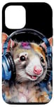 iPhone 12/12 Pro Opossum Headphones Possum Colorful Animal Art Print Graphic Case