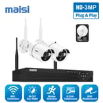 CCTV Camera System Wireless 3MP 4CH NVR Home Outdoor Security Audio Hard Drive