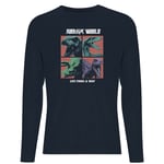 Jurassic Park World Four Colour Faces Men's Long Sleeve T-Shirt - Navy - XXL - Navy