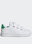 adidas Sportswear Kids Unisex Advantage Trainers - White/Green, White/Multi, Size 2 Older