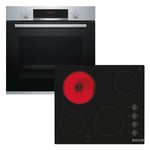 Bosch 60cm Stainless Steel Oven and Series 2 Cooktop Black