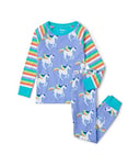 Hatley Girl's Organic Cotton Raglan Sleeve Printed Pyjama Set Pajama, Galloping Unicorn, 2 Years