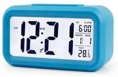 Winnes LED Digital Alarm Clock Home Table Backlight Display Electronic Smart Clocks Temperature & Calendar Snooze Function Alarm Clock (blue)