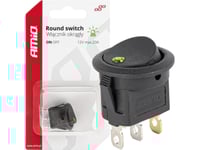 Amio Switch Rund Knappströmbrytare 12V 20A On Off Belysning Grön Amio-03964