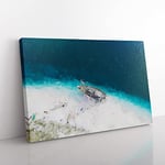Stranded Ship On A Beach In Haiti Modern Art Canvas Wall Art Print Ready to Hang, Framed Picture for Living Room Bedroom Home Office Décor, 76x50 cm (30x20 Inch)