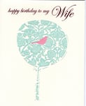 Birthday Card for Wife Greeting Pink Bird in a Tree No Fuss from Husband Blank