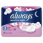 Always Sensitive Night Ultra Sanitary Towels Soft with Wings - Size 3 - 10 Pads