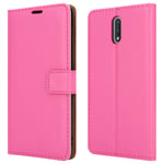 For Nokia 2.3 (6.2") Leather Case, Magnetic Closure Full Protection Book Design Wallet Flip Cover With [Card Slots] and [Kickstand] With [Screen Protector] For Nokia 2.3 - Pink