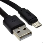 FLAT USB A To MICRO B TYPE 24AWG FAST CHARGE  3m Lead BLACK