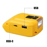 Accessoires outillage électroportatif,Adaptateur de batterie DCB090 pour Dewalt,18V 20v MAX,avec Port USB C - One USB One Type C