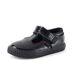 Kickers Infant Girl's Tovni Brogue T-Bar Black Leather School Shoes, Patent Black, 11 UK Child