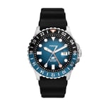 FOSSIL Blue Watch for Men, Gmt Movement with Stainless Steel or Leather Strap,Blue,46 mm