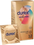 Durex Real Feel Condoms, 12S, Regular Fit, Latex Free, Extra Silicone Lube