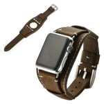 Apple Watch Series 5 40mm klockarmband i äkta läder med coolt tema - Kaffe Brun