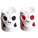 PRETYZOOM 2PCS Halloween Skeleton Candle Lights 3D Skeleton LED Flameless Candle Tea Light Halloween Party Table Decoration Haunted House Bar Decoration