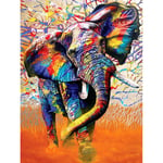 5D DIY Diamond Number Kits Colorful Elephant Rhinestone Embroidery Full Drill Painting Arts Craft for Home Wall Decor Adults and Kids40X50Cm