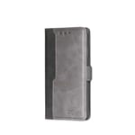 VGANA Book Case Compatible for MOTO Motorola G10, Wallet Premium Leather Filp Magnetic Contrast Color Cover. Black+Grey