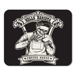 Hipster Skull Barista Holding Cup Hot Home School Game Player Computer Worker MouseMat Mouse Padch