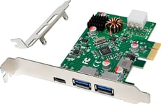 Inline® Gränssnittskort, 2X Usb-A, 1X Usb-C 3.2 Gen.1, Pcie, Pd3.0, Med 6 Stift