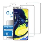 NOVAGO Compatible avec Samsung Galaxy A71,A71 5G,A80 et A90 (6.7'') -Pack de 2 Films en Verre trempé Ultra résistant Anti Choc et Anti Explosion d'écran (Transparent (Plus Petits))