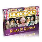 Winning Moves Kings and Queens of Britain Monopoly Board Game, Advance to Alfred the Great, Henry VIII, Victoria and Elizabeth II, expand your empire and trade your way to success, for ages 8 plus
