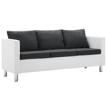 vidaXL 3-personers sofa kunstlæder hvid og mørkegrå