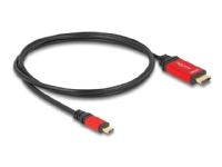 Delock - Adapterkabel - 24 pin USB-C hann til HDMI hann - 1 m - sort / rød - 8 K 60 Hz (7680 x 4320) støtte, Støtte for DP Alt-modus, HDR10 support