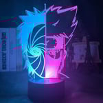 Wekity Halv ansikte Obito och Kakashi nattlampa dubbel färg LED för barn sovrumsdekorationsljus skrivbordslampa LED nattlampa för barn 16 färger fjärrkontroll