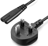 1.2M Computer Power Cable, UK PC Power Cable Figure 8 Power Cord 2 Pin Plug 2 Prong Power Cord, IEC C7 Mains Power Lead for PS4, X-box One S/X LED LCD Smart TV Monitor, Printer