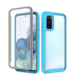 DOBILAS Samsung S20 FE 4G/5G Case Shockproof, S20 FE 4G/5G Case with Built-in Screen Protector Full Body Protective Cover (Samsung Galaxy S20, Sky Blue + Orange Dot)